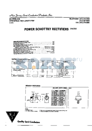 1N6392 datasheet - POWER SCHOTTKY RECTIFIERS