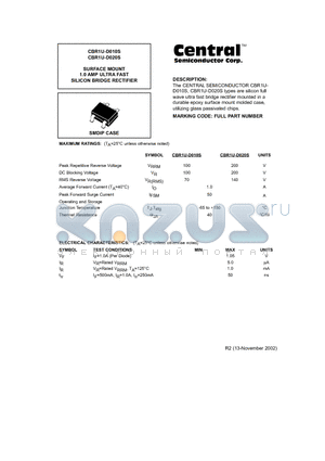 CBR1U-D010S datasheet - 1.0 AMP ULTRA FAST BRIDGE RECTIFIER