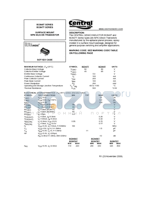 BC846AT datasheet - SURFACE MOUNT NPN SILICON TRANSISTOR