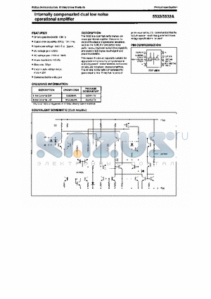 5532 datasheet - Internally Compensated dual low noise Operational amplifier