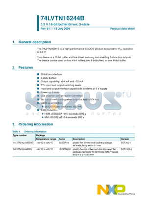 74LVTN16244B datasheet - 3.3 V 16-bit buffer/driver; 3-state