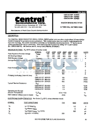 CBR25-020P datasheet - SILICON BRIDGE RECTIFIER