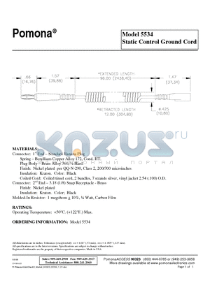 5534 datasheet - Static Control Ground Cord