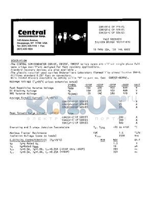 CBR35F-010P datasheet - FAST RECOVERY SILICON BRIDGE RECTIFIERS