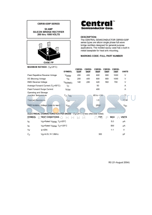 CBR50-060P datasheet - 50 AMP SILICON BRIDGE RECTIFIER 200 thru 1000 VOLTS