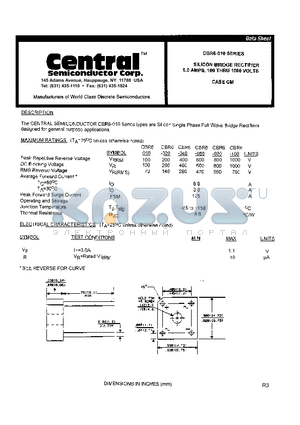 CBR6-040 datasheet - SILICON BRIDGE RECTIFIER 6.0 AMPS, 100 THRU 1000 VOLTS