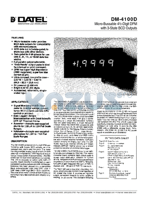 DM4100D datasheet - Micro-Bussable 4m-Digit DPM with 3-State BCD Outputs