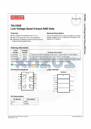 74LVX08MTC_08 datasheet - Low Voltage Quad 2-Input AND Gate