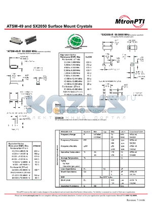 ATSM-49 datasheet - Surface Mount Crystals