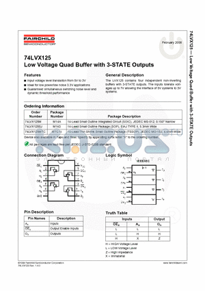 74LVX125_08 datasheet - Low Voltage Quad Buffer with 3-STATE Outputs