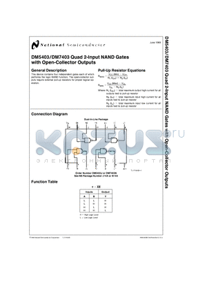 DM5403 datasheet - Quad 2-Input NAND Gates with Open-Collector Outputs