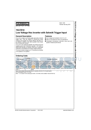 74LVX14MTCX_NL datasheet - Low Voltage Hex Inverter with Schmitt Trigger Input