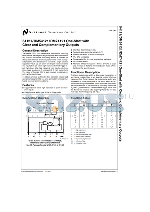 DM54121W datasheet - One-Shot with Clear and Complementary Outputs