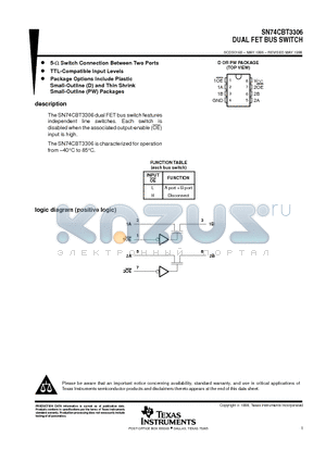 CBT3306 datasheet - DUAL FET BUS SWITCH