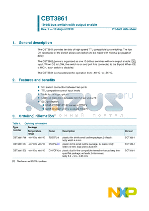 CBT3861 datasheet - 10-bit bus switch with output enable