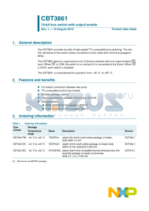 CBT3861BQ datasheet - 10-bit bus switch with output enable