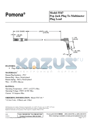 5547-48-2 datasheet - Pop Jack Plug To Multimeter Plug Lead