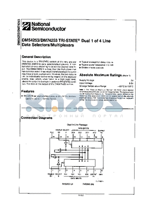 DM54253 datasheet - TRI-STATE 1 of 8 Line Data Selectors/Multiplexers