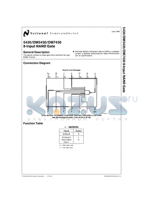 DM5430 datasheet - 8-Input NAND Gate