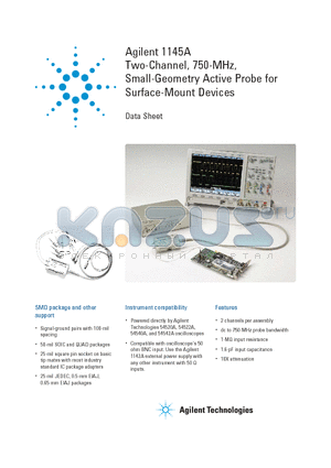 1145A datasheet - Two-Channel, 750-MHz, Small-Geometry Active Probe for Surface-Mount Devices