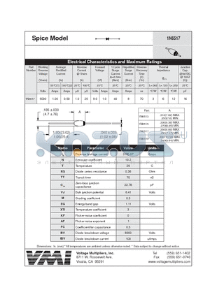 1N6517 datasheet - Spice Model