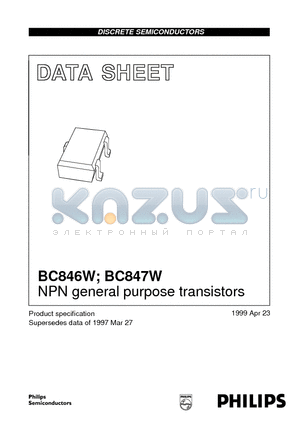 BC846W datasheet - NPN general purpose transistors