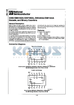 DM5490A datasheet - Decade, and Binary Counters