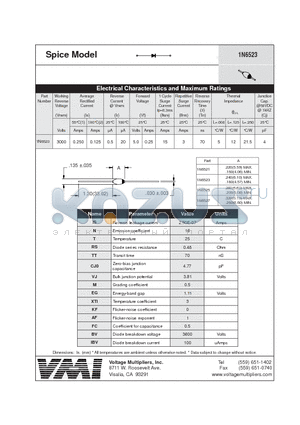 1N6523 datasheet - Spice Model