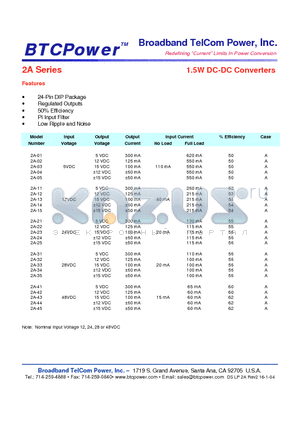 2A-12 datasheet - 1.5W DC-DC Converters