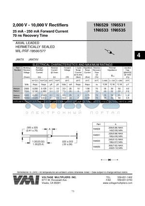 1N6531 datasheet - 2,000 V - 10,000 V Rectifiers