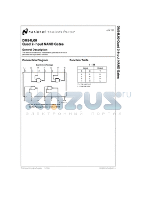 DM54L00 datasheet - Quad 2-Input NAND Gates