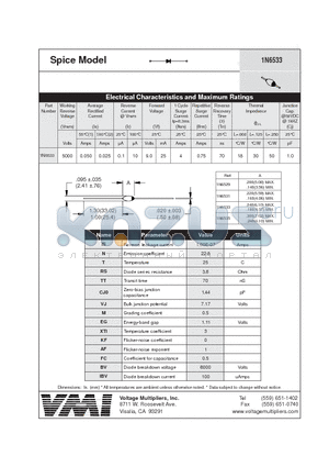 1N6533 datasheet - Spice Model