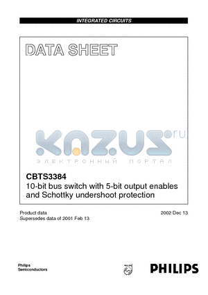 CBTS3384DB datasheet - 10-bit bus switch with 5-bit output enables and Schottky undershoot protection