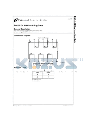 DM54L04J datasheet - Hex Inverting Gate