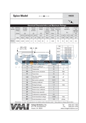 1N6535 datasheet - Spice Model