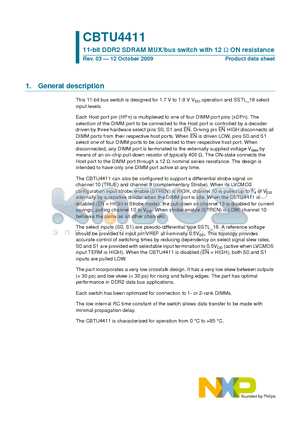 CBTU4411_09 datasheet - 11-bit DDR2 SDRAM MUX/bus switch with 12 W ON resistance