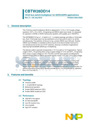 CBTW28DD14ET datasheet - 14-bit bus switch/multiplexer for DDR2-DDR3 applications