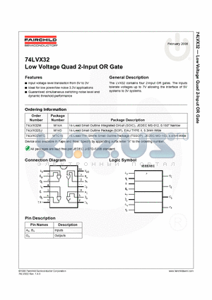 74LVX32MTC_08 datasheet - Low Voltage Quad 2-Input OR Gate