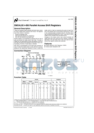 DM54L95J datasheet - 4-Bit Parallel Access Shift Registers