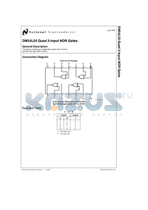 DM54L02 datasheet - Quad 2-Input NOR Gates