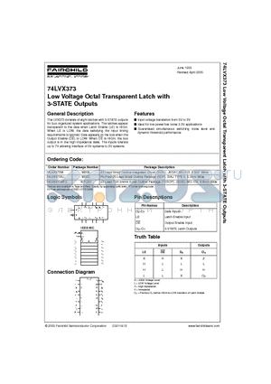 74LVX373MTC datasheet - Low Voltage Octal Transparent Latch with 3-STATE Outputs