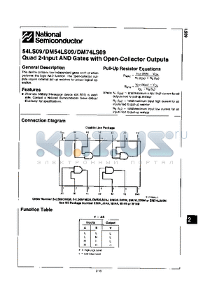 DM54LS09J datasheet - QUAD 2-INPUT AND GATES WITH OPEN-COLLECTOR OUTPUTS
