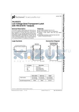 74LVX373SJX datasheet - Low Voltage Octal Transparent Latch with TRI-STATE Outputs