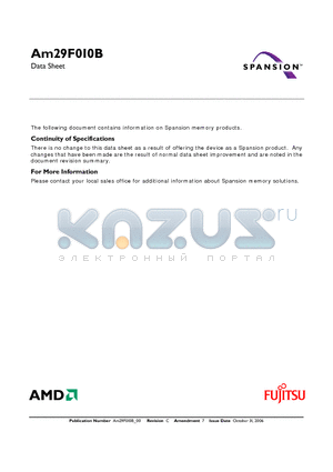 AM29F010B-55EI datasheet - 1 Megabit (128 K x 8-bit) CMOS 5.0 Volt-only, Uniform Sector Flash Memory