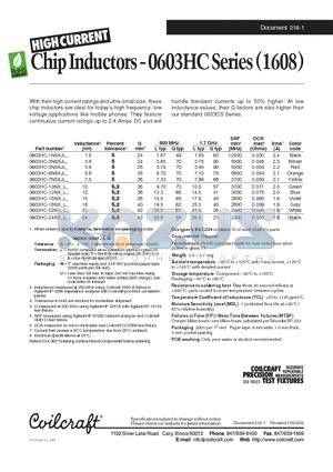 0603HC-18NX_L datasheet - Chip Inductors