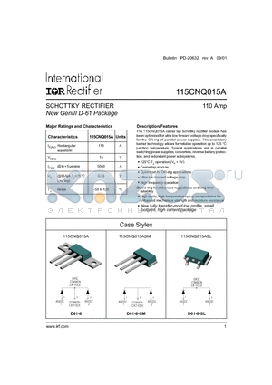 115CNQ015A datasheet - SCHOTTKY RECTIFIER