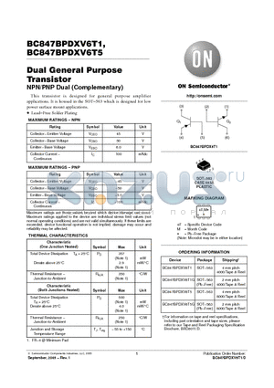 BC847BPDXV6T1 datasheet - Dual General Purpose Transistor