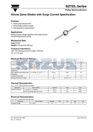 BZT03 datasheet - Silicon Zener-Diodes with Surge Current Specification