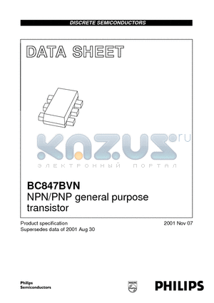 BC847BVN datasheet - NPN/PNP general purpose transistor