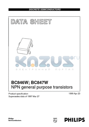 BC847BW datasheet - NPN general purpose transistors